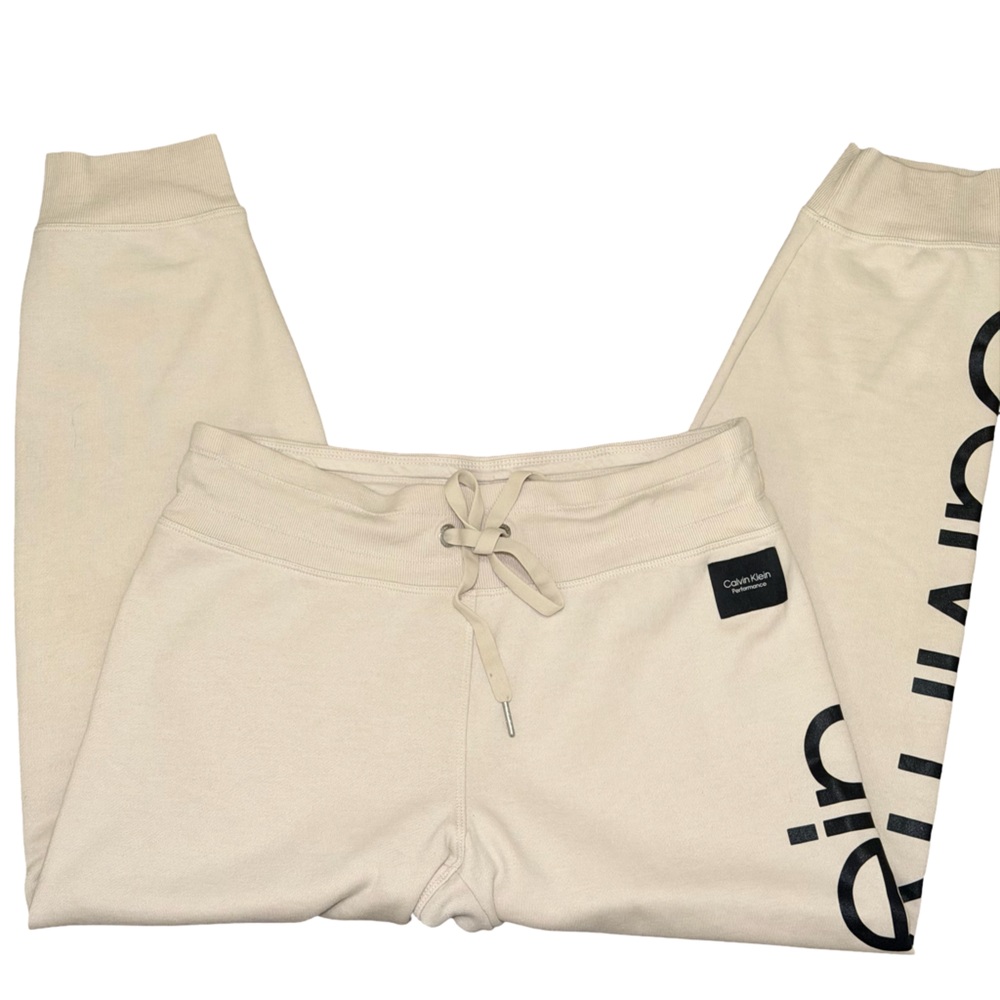 Calvin Klein Cream Track Pants - Picture 2 of 4